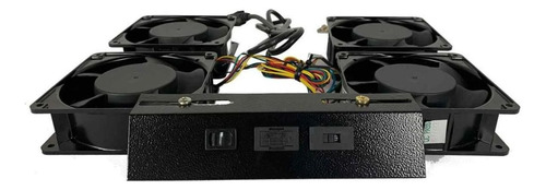 Kit Ventilação Quadruplo Para Rack Servidor Padrão 19 Cor Preto