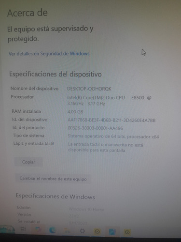 Escritorio Hp Dc 5800 Core 2 Duo 256gb - Rendimiento Eficaz (Usado)