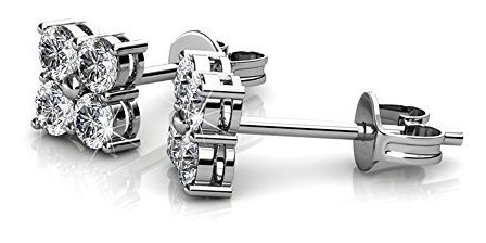Cate & Chloe Rae Brilliance Aretes De Oro Blanco De 18 Quila