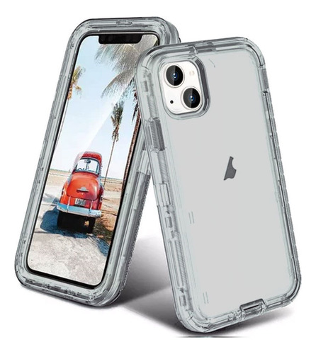 Protector Para iPhone 14 Full Cover Gris Carcasa 