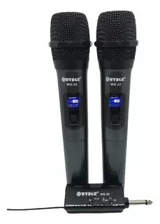Micrófono Wvngr Wg-22 Inalámbrico Doble Profesional Karaoke Color Plomo