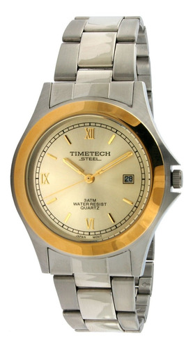Reloj Hombre Timetech 3601m Cuarzo Pulso Plateado En Acero