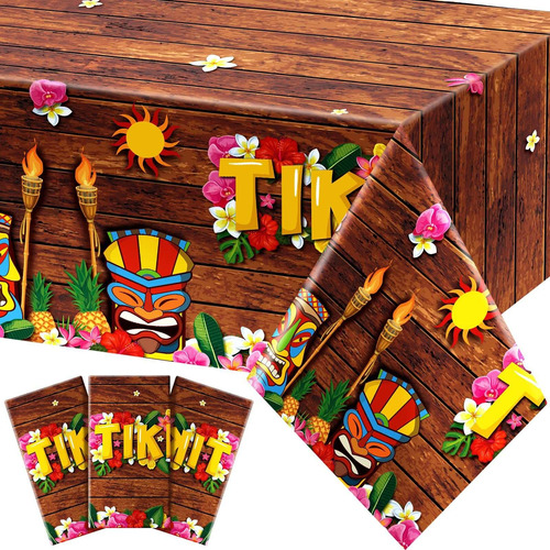 Mantel Tiki 3 Repuesto Plastico Hawaiano Luau Desechable