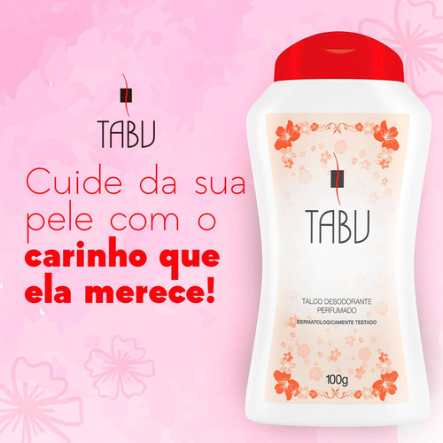 3x Talco Tabu Perfumado 100g Fragrâncias Deixa Pele Cheirosa