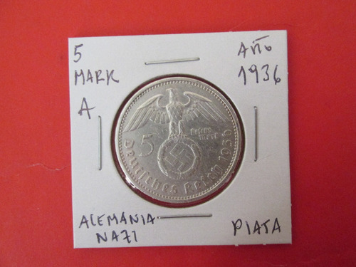  Moneda Alemania  5 Mark De Plata Tercer Reich Año 1936