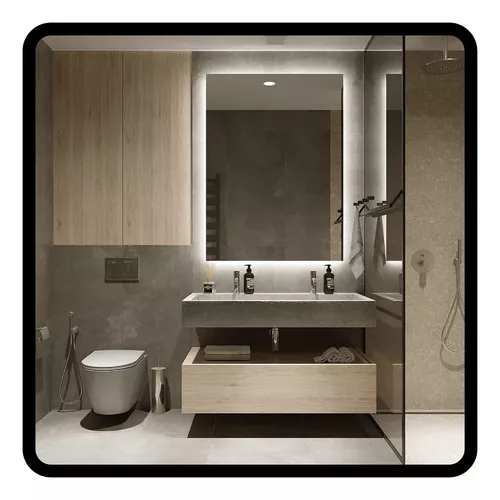 Espejo Luz Led Baño 70 X 50 Rectangular Moderno Listo Colgar