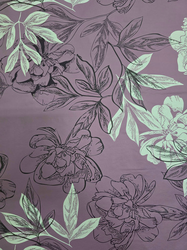 Mantel Mesa Rectangular 1.4x2.5 Impermeable Cuerina Afelpada Flores Violeta