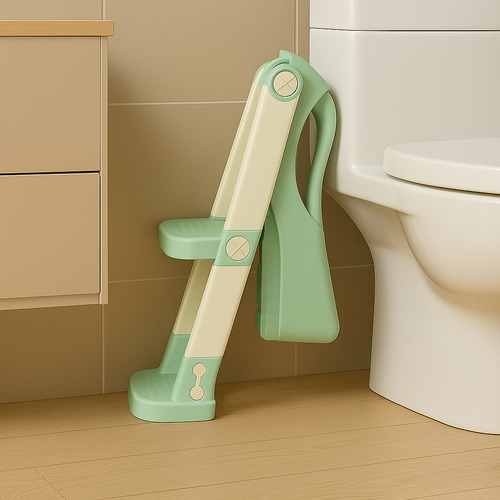 Troninho Assento Redutor Infantil Sanitário Com Escada Verde