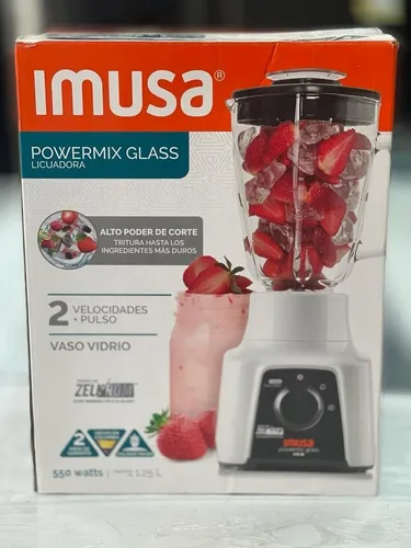 Licuadora 2 Velocidades Vaso Vidrio Powermix Glass Blanco IMUSA