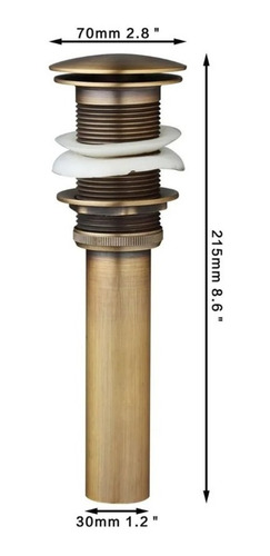 Imagen 4 de 4 de Cespol Laton Antiguo Con Contra Push Up Sin Rebosadero