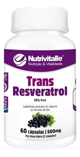 Trans-resveratrol 98% Puro Extracto 600mg P/dosis 60 Caps