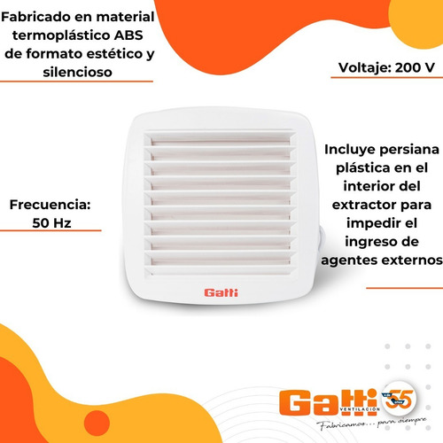 Imagen 5 de 10 de Extractor De Aire Baño Cocina 6 (15 Cm) Motor Poten. Gatti
