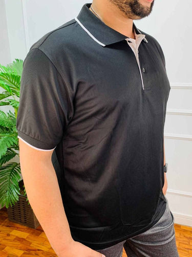 Imagem 4 de 5 de Camiseta Polo Tecido Estilo Dryfit Masculina Plus Size