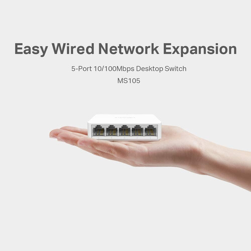 Imagen 2 de 5 de Tp-link Mini Switch 5 Puertos Rj45 Mercusys Ms105 10/100 Mbp