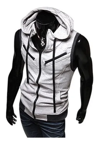 Chaleco Sudadera Slim Fit Sport Chamarra Y Gorro Deportiva