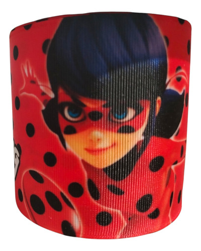Listón Popotillo Personajes 7.5cm Ancho 3 M Largo Lady Bug Miraculous