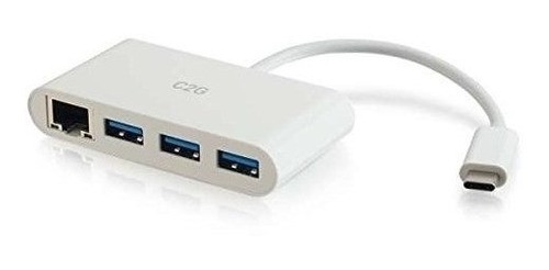 Adaptador Usbc A Ethernet Con 3 Puertos Usb Hub  Blanco