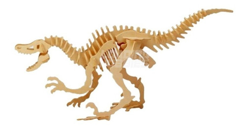Dinosaurio Velociraptor Grande De Madera Encastre Puzzle 3d