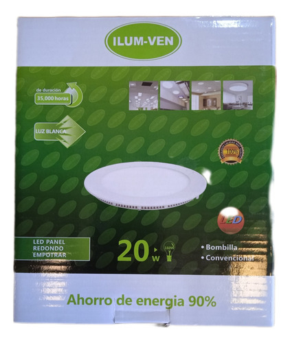 Lámpara Led Panel Redondo Empotrar 20w Ilum-ven 