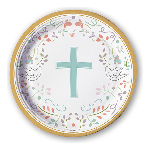 Cotillón Vajilla Temática Religioso Cruz Bautizo Comunión