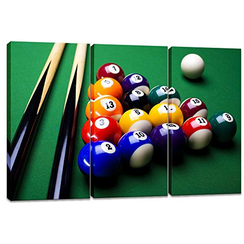 Billiard Art Wall Decor 3 Piezas Grande Billar Bola Lie...