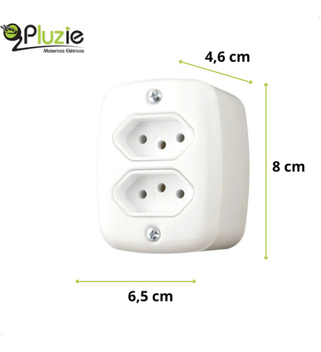 Kit 3 Tomadas Duplas 20a Pluzie De Sobrepor Branca Sistema X