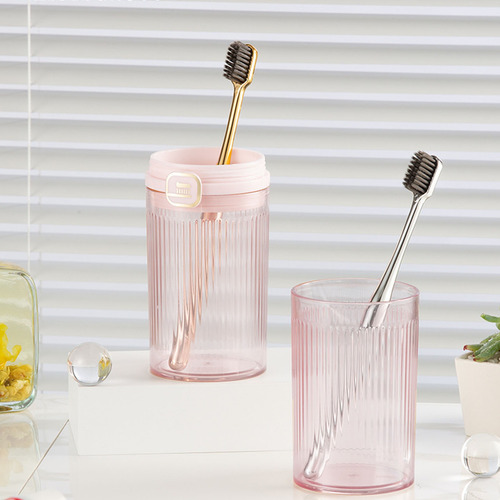 Soporte Cepillo Dientes Viaje Tazas Dobles Lujo Ligeras Rosa
