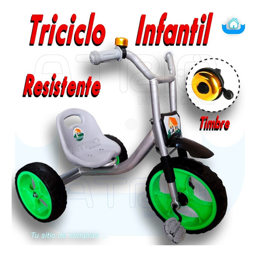 Imagen 1 de 1 de Triciclo Llantas Grandes Niño Niña Resistente Con Timbre