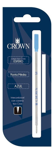 Carga Refil Caneta Crown Ca12009a Tipo Cross Esfero Azul