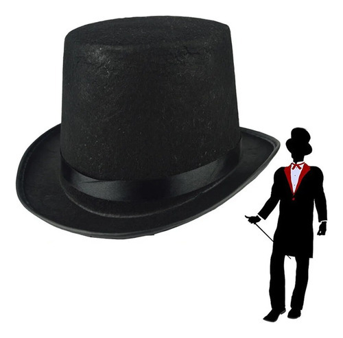 Sombrero De Mago De Sombrero De Copa Negro Plegable De Lujo