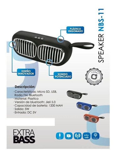 Parlante Portátil Bluetooth Inalámbrico Super Bass Nbs-11