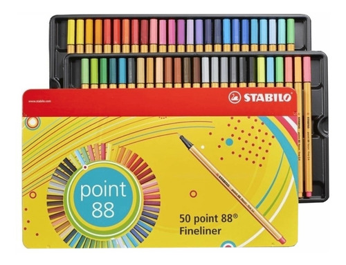 Fine Pen Point 88 X 50 Stabilo Estuche Metal