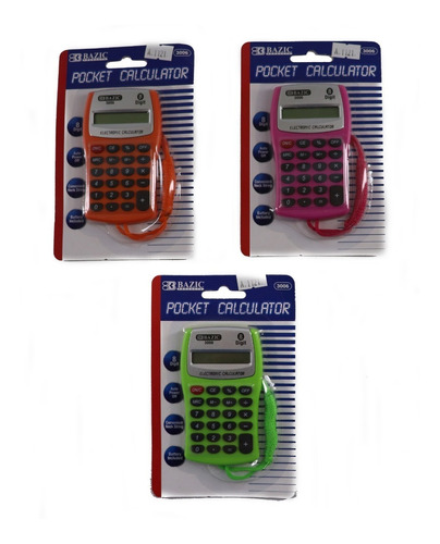 2 Mini Calculadora Con Cordón, 8 Digitos, 8 Funciones