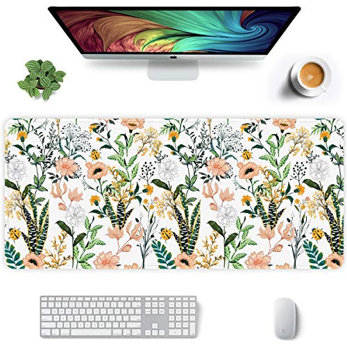 Mouse Pad Xxl 35.6x 15.8in Estilo Flor Del Camino Del Pueblo