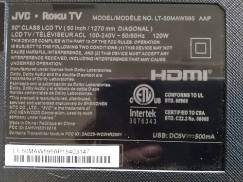 Main Jvc Lt-50maw595 Ms16010-zc01-01 (Usado)