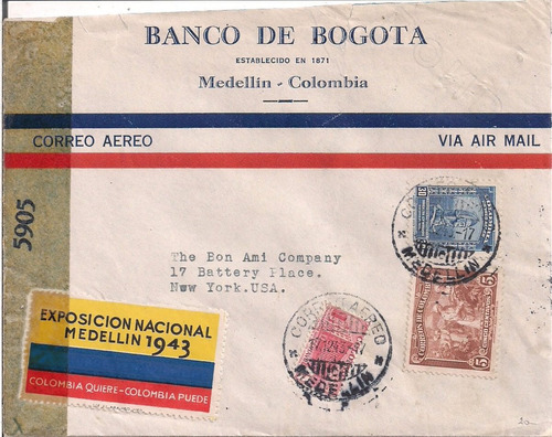 Colombia. 1943. Viñeta Exposicion Nacional Medellín. Ii Ww