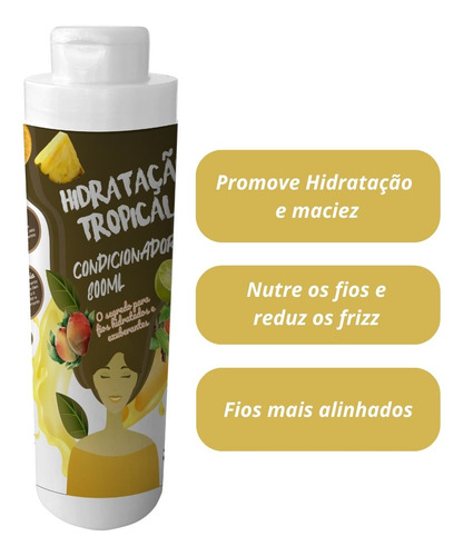 Kit Shampoo E Condicionador 800ml Hidratação Tropical