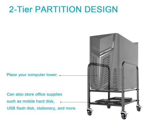 Soporte De Torre Ajustable Para Computadora Con Ruedas Móvil