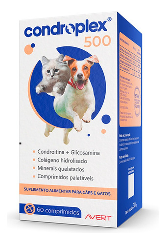 Suplemento Avert Condroplex 500 - 60 Comprimidos Palatáveis