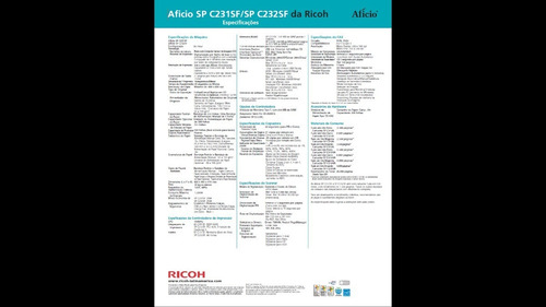 Multifuncional Laser Color Ricoh Spc232sf (sem Revisar)