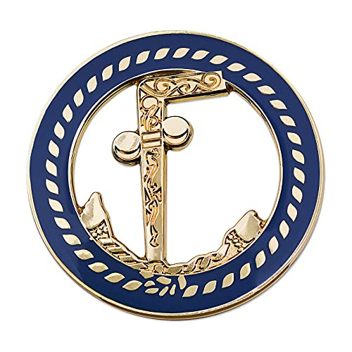 Tubal Cain Masonic Round Blue &amp; Gold Auto Emblema -...