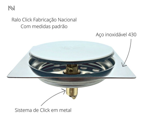 Ralo Click Inteligente 10x10 Quadrado Inox #cq1001