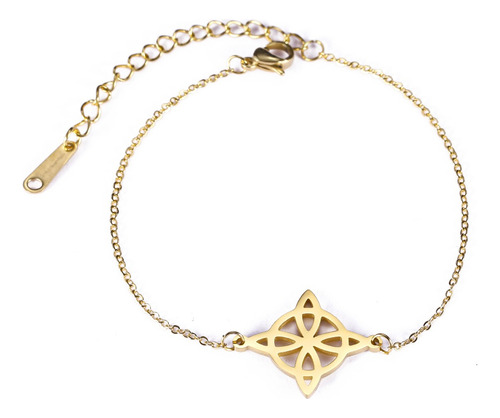 Pulsera Nudo De La Bruja Protección Y Estilo Aceroinoxidable Nudo De Bruja Dorado 6 Cm 17 Cm
