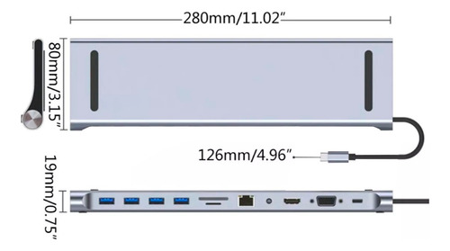 Hub Delta Byl-2003 11 En 1 Usb-c +4xusb +sd +tf + Lan +audio