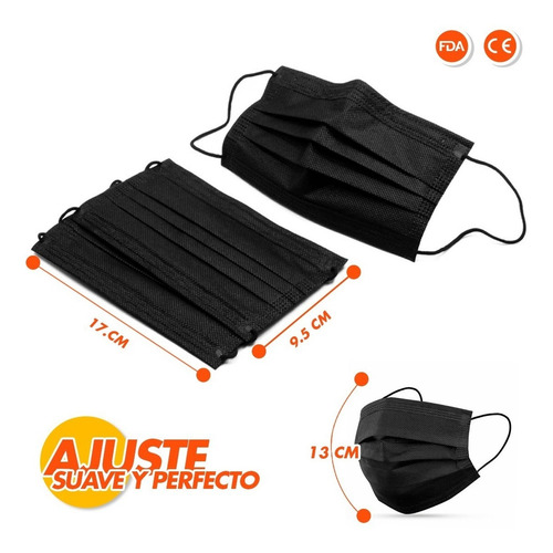 Imagen 4 de 8 de Cubrebocas Negro 200 Pz Tapabocas Rosa Tricapa Termosellado