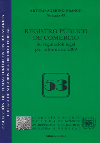 Registro Publico De Comercio Su Regulacion Legal De 20 61bfy