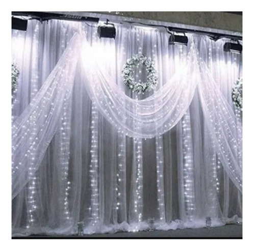 Imagen 5 de 8 de Cortina 300 Luces Led Blanca Fria 3x3 Mts Apta Exterior
