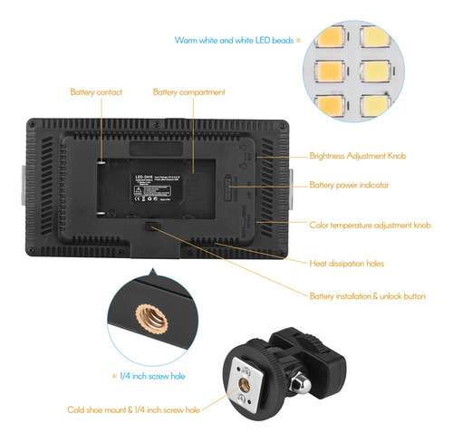 Andoer Led-416 Led Video Light Profesional En Cámara