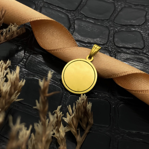 Dije Medalla Para Grabar 1,5 Cm Oro 18k Oro 18k