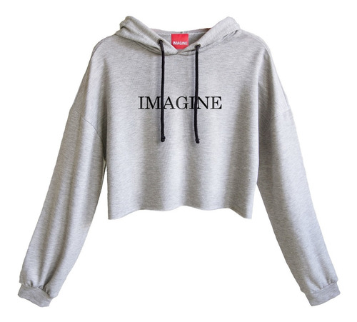 Cropped Hoodie Imagine Original Blusa Corta Manga Larga #807